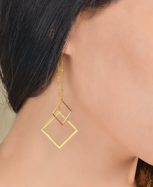 BO-01 Boucles d'Oreilles Or 18k Carré